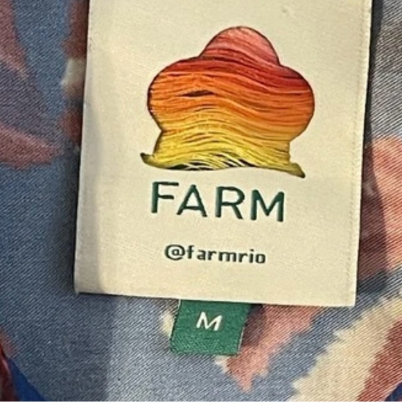 Farm Rio Tropical Botanical Animal‎ Boho Blouse Resort Top Size Medium Button Up - Picture 7 of 11